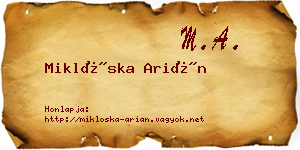 Miklóska Arián névjegykártya